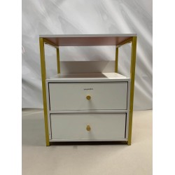 youyouplus White Wooden Bedside Table with 2 Drawers – Elegant Nightstand for Bedroom Storage and Home Decor