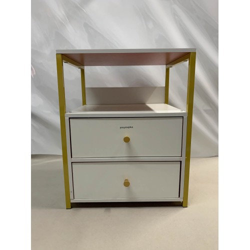 youyouplus White Wooden Bedside Table with 2 Drawers – Elegant Nightstand for Bedroom Storage and Home Decor