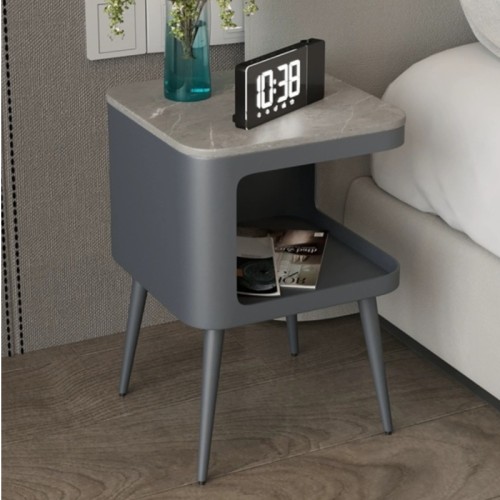 youyouplus Modern Metal Bedside Table with Open Shelf – Stylish and Durable Nightstand for Bedroom or Living Room